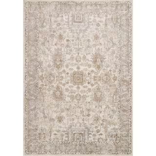 Teagan Ivory/Sand 6 ft. 7 in. x 9 ft. 2 in. Traditional Area Rug | The Home Depot