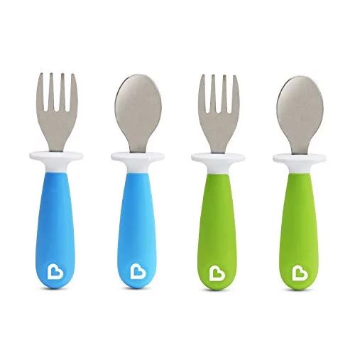 Munchkin 4 Count Raise Toddler Fork and Spoon, Blue/Green, 12+ | Walmart (US)