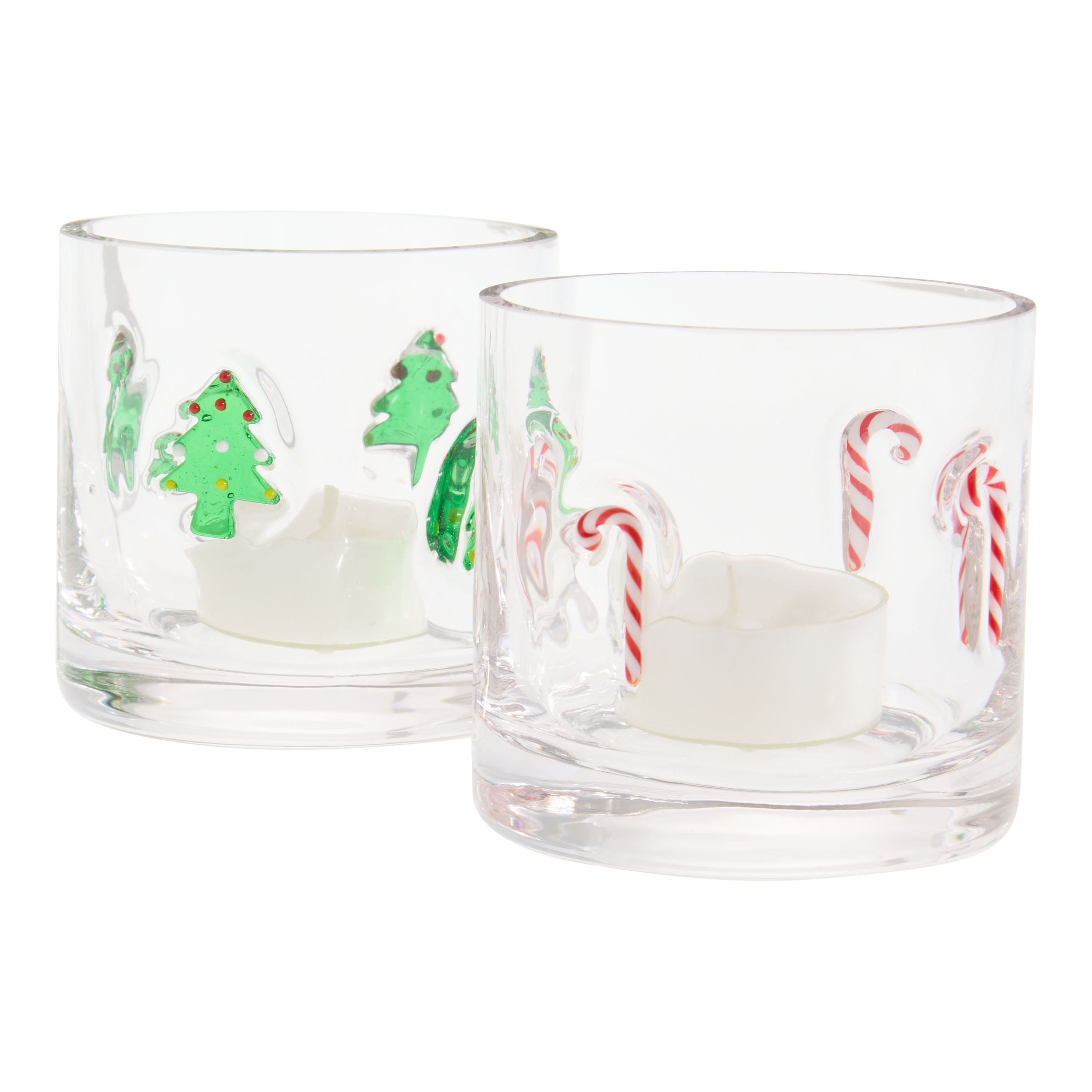 Charm Holiday Inlay Glass Tealight Candle Holder Set of 2 | World Market