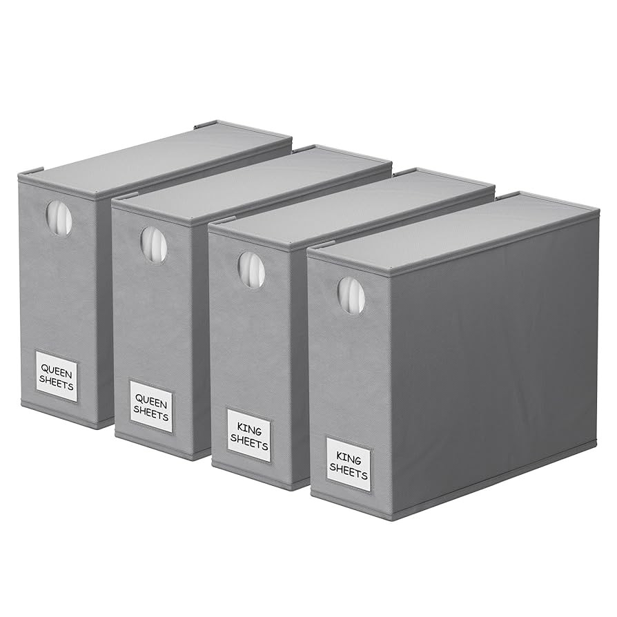 SpaceAid 4 Pack Bed Sheet Organizers and Storage, Foldable Organizer for Linen Closet, Sheets Set... | Amazon (US)