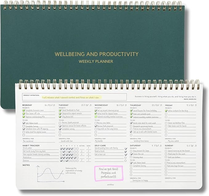 Zen & Flow - Undated Weekly Planner, Dashboard Desk Pad, To Do List Notepad, Productivity, Habit ... | Amazon (US)