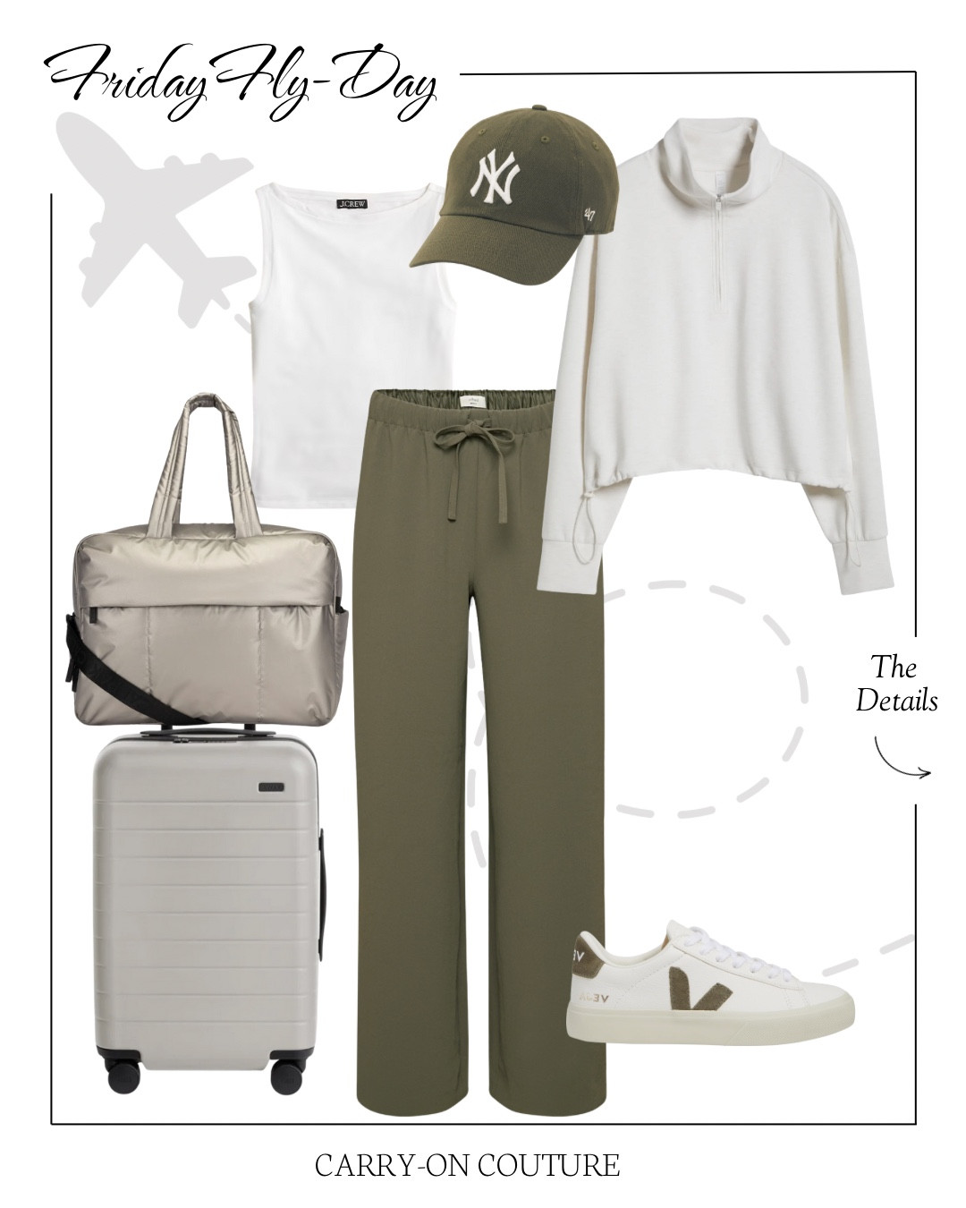 It’s Friday Fly-Day, my favorite day of the week when we celebrate our love for travel and cute outfits!⁣⁣

- The Pants: They feel like pajamas but look like this!  It’s tough to find a travel pant for summer.  Often times, the pants you fly in are the pants you wear your entire first day, so they need to work for varying temperatures and be comfortable.  This wide leg pant gets the job done.  It gives you full leg coverage on the flight and has a subtle, breezy texture that basically never wrinkles.  

- Layers are the key for travel days.  One minute it’s hot, the next minute it’s not!  Wear easy layers to give you options.

- The +1 carry-on item is an award winner and you may recognize the metallic fabric…it’s the duffel version of my favorite travel backpack!

- And if you know, you know…this carry-on suitcase is EVERYWHERE and travelers love it.  There are two sizes, so if you’re traveling internationally, be sure to get the smaller version.
#traveloutfit
 

#LTKOver40 #LTKTravel