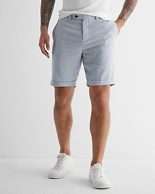Striped Linen-Blend Stretch 8" Shorts | Express