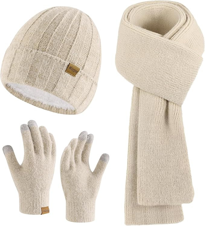 Womens Beanie Hat Scarf Gloves Set Gifts for Women Men | Amazon (US)
