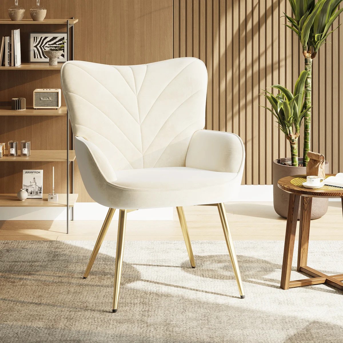 lush Velvet Accent Side Chair - Metal Leg Lounge Armchair | Wayfair North America