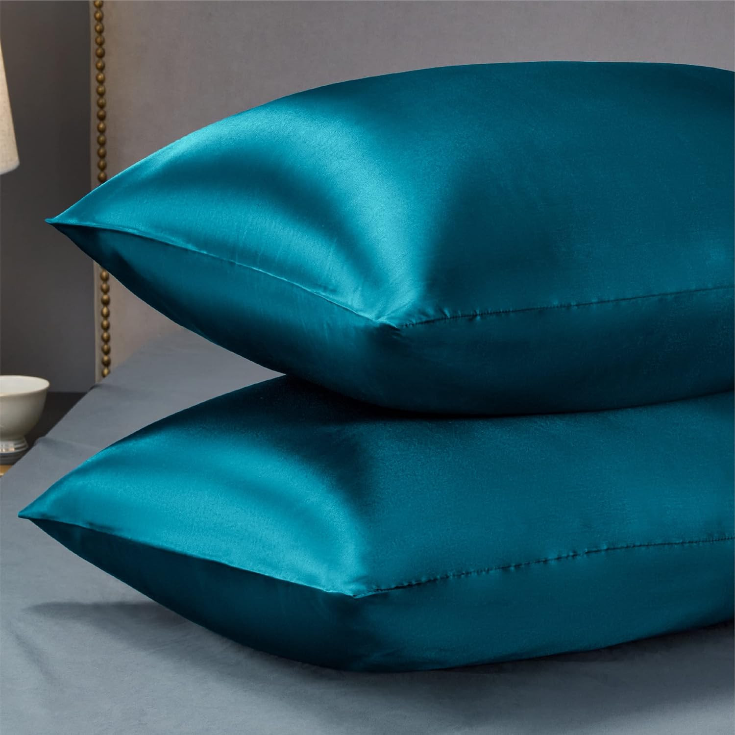 Bedsure King Size Satin Pillowcase Set of 2 - Teal Silky Pillow Cases for Hair and Skin 20x36 Inc... | Amazon (US)