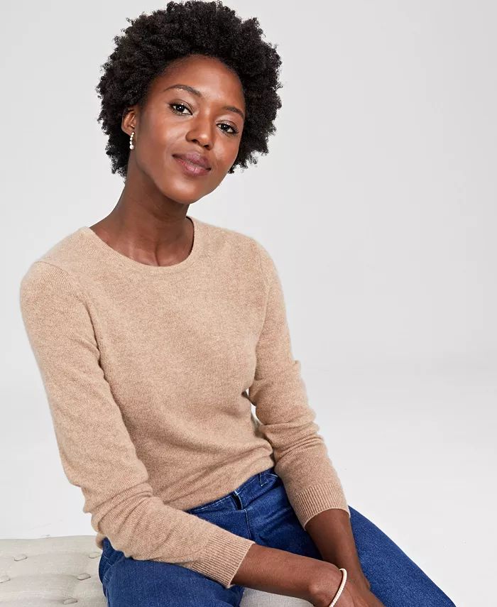 Women's 100% Cashmere Crewneck Sweater, Created for Macy's | Macy's