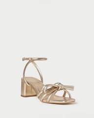 Mikel Champagne Bow Mid-Heel Sandal | Loeffler Randall