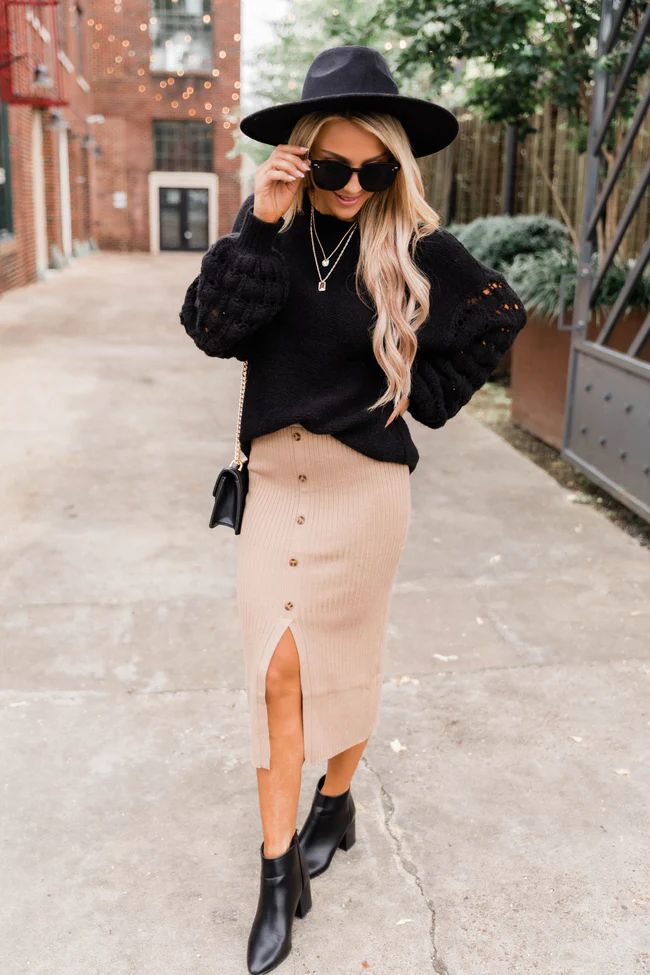 She's The Center Of Attention Black Sweater | The Pink Lily Boutique