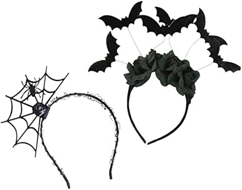 2 PCS Halloween Headbands Black Bat Headband Spider Web Headband Witch Hat Headband Headdress Women' | Amazon (US)