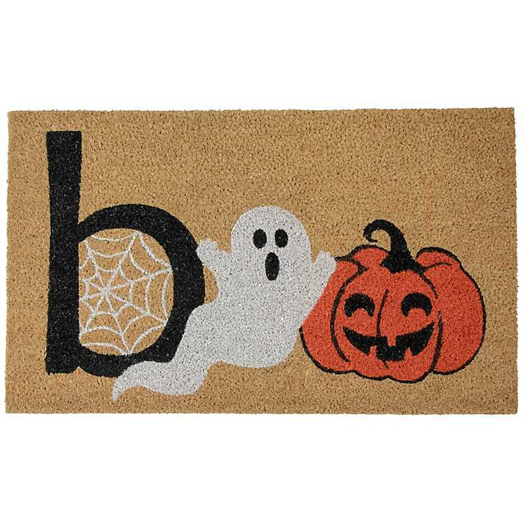 New! Ghost and Jack-O-Lantern Boo Coir Doormat | Kirkland's Home