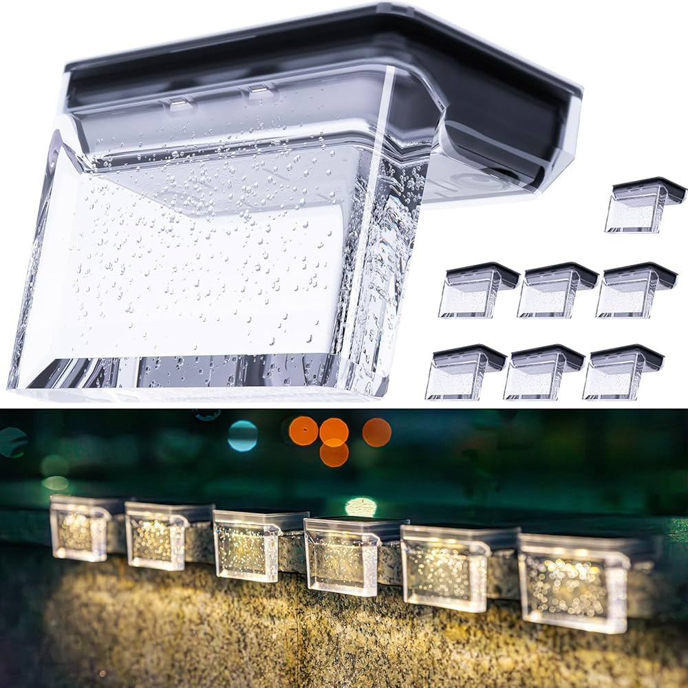 Solar Deck Lights, 8 Pack Solar Step Lights Outdoor Waterproof LED Fence Post Lights for Patio St... | Amazon (US)