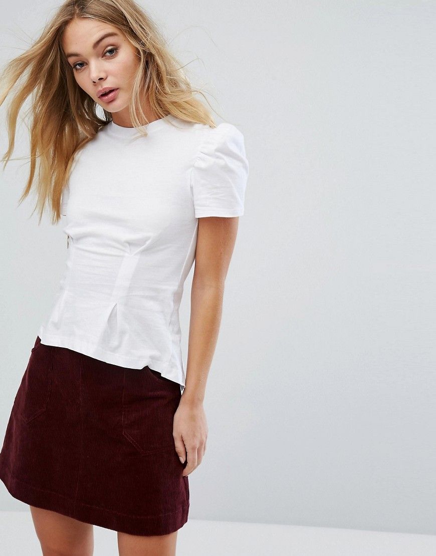 Miss Selfridge Shoulder Detail T-Shirt - White | ASOS US