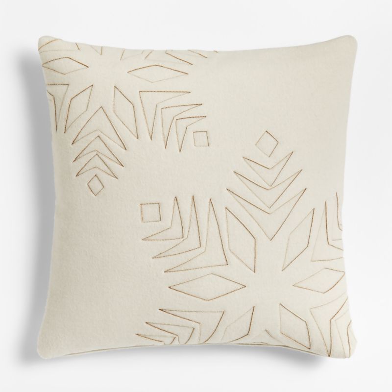 Ivory Laser Cut Wool Christmas Snowflake Decorative Throw Pillow Cover 23"x23" + Reviews | Crate ... | Crate & Barrel