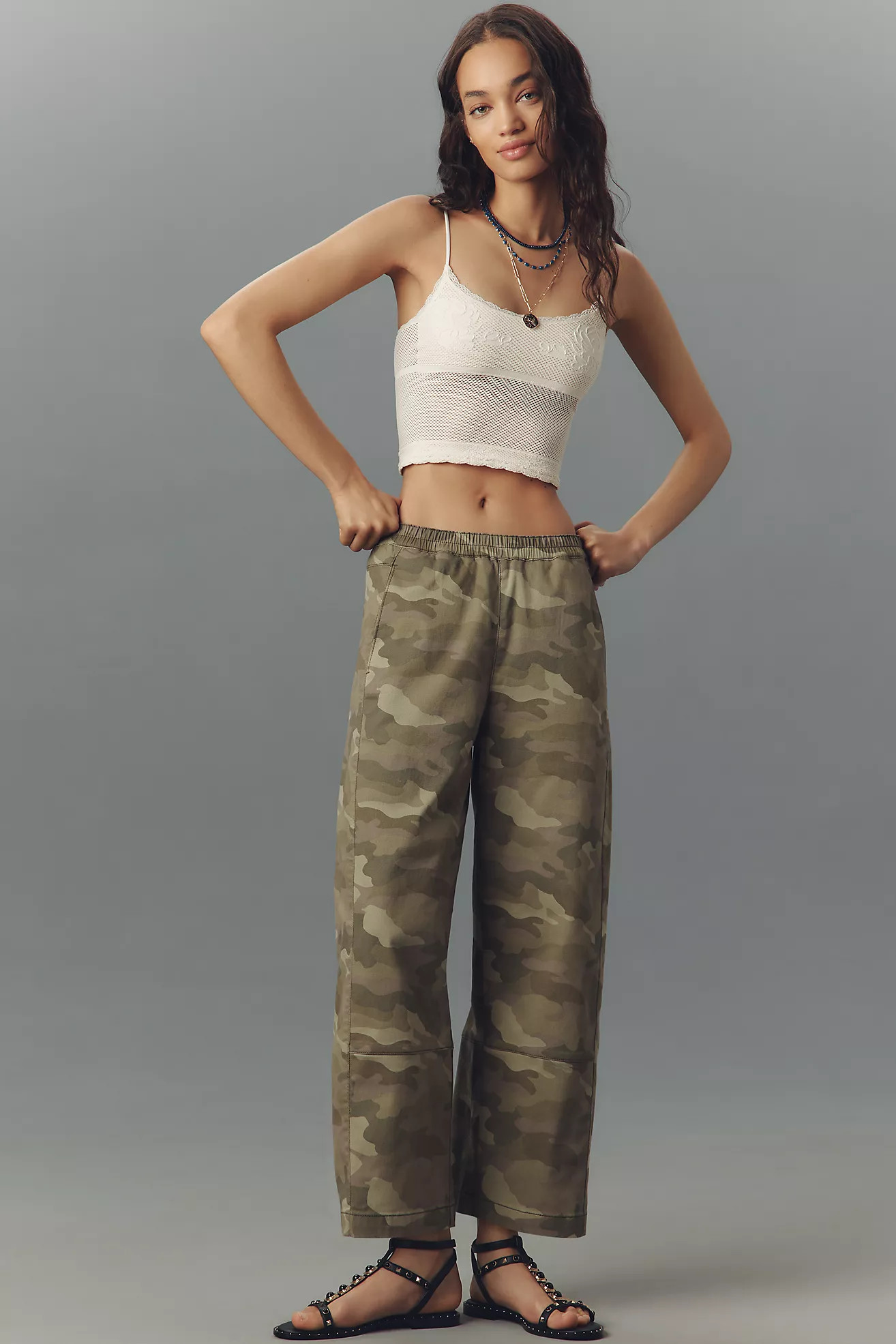 The Izzie Relaxed Pull-On Barrel Pants by Pilcro: Printed Twill Edition | Anthropologie (US)