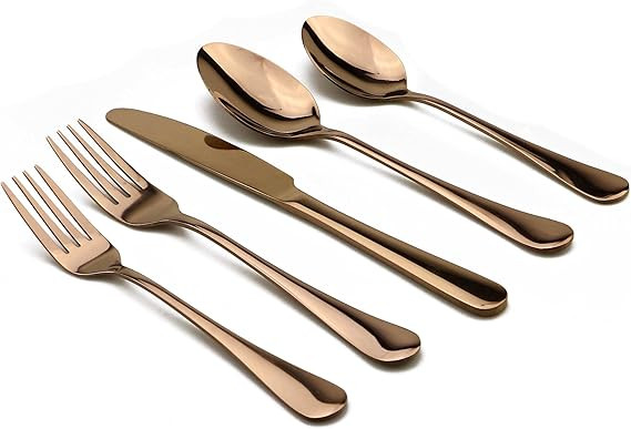 30-Piece 18/0 Stainless Steel Classical Flatware Set, Mirror Polishing Rose Gold, Service for 6 | Amazon (US)