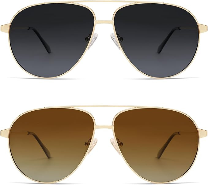Trendy Retro Aviator sunglasses Double bridge for women men 90S Sunnies AR81050 | Amazon (US)