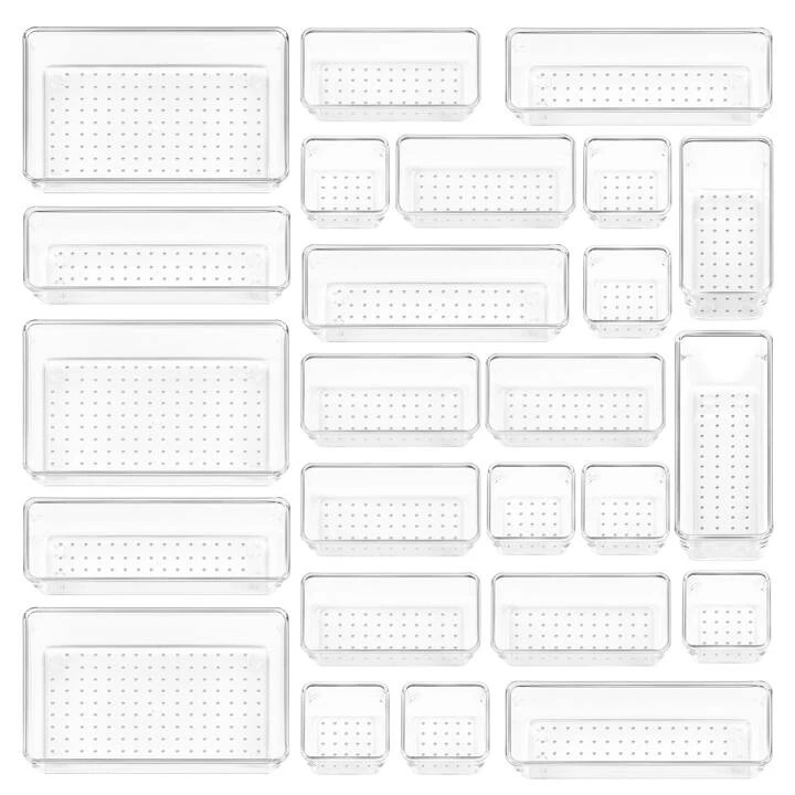 Vtopmart 25 PCS Clear Plastic Drawer Organizers Set, 4-Size Versatile Bathroom and Vanity Drawer ... | SHEIN