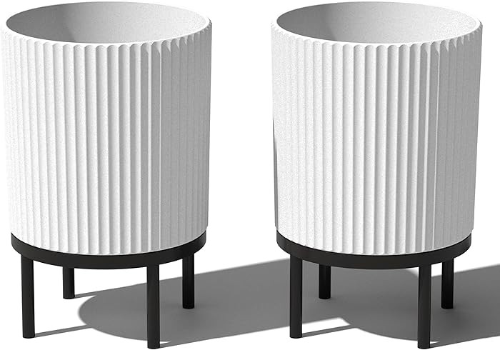 Veradek Demi Series Round Planter w/Stand for Porch/Patio | Durable Plastic-Stone Composite & Woo... | Amazon (US)