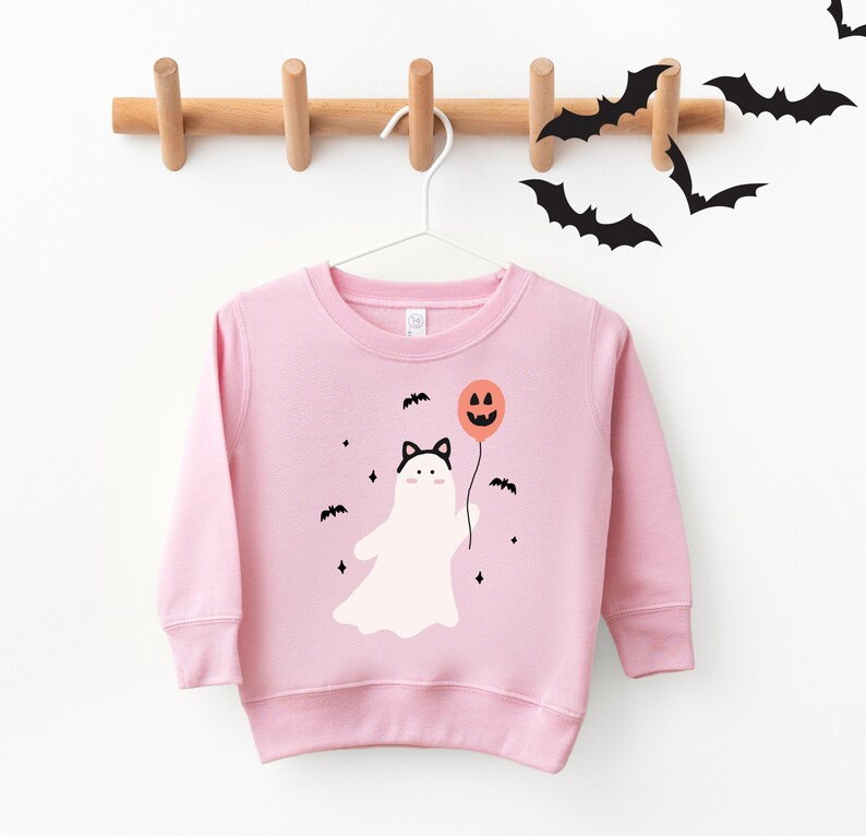 Ghost Cat Sweatshirt Halloween Kids Sweatshirt, Halloween Sweatshirt, Spooky Sweatshirt, Ollie an... | Etsy (US)