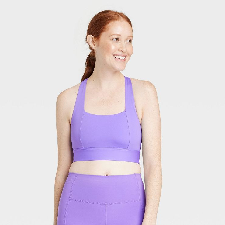 Women's Medium Support Square Neck Crossback Sports Bra - All in Motion™ | Target