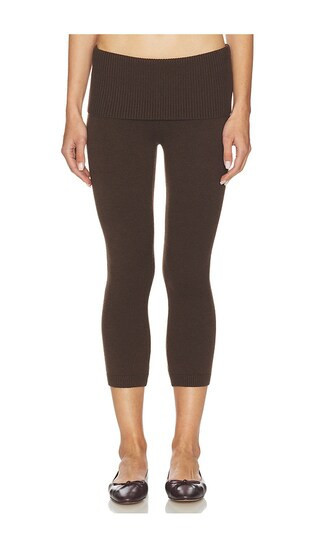 Frankies Bikinis Milo Cloud Knit Capri Pant in Chocolate. - size XS | Revolve Clothing (Global)