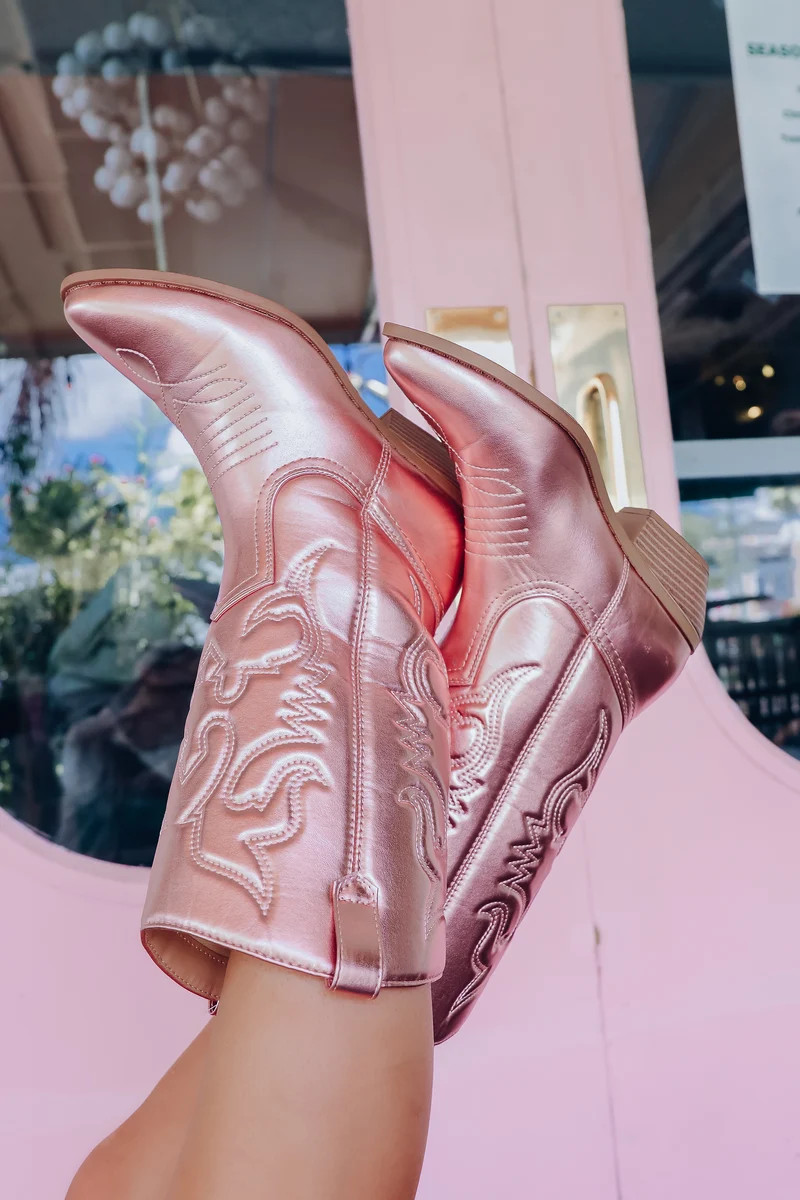 Disco Cowgirl Metallic Boots - Pink | Whiskey Darling Boutique