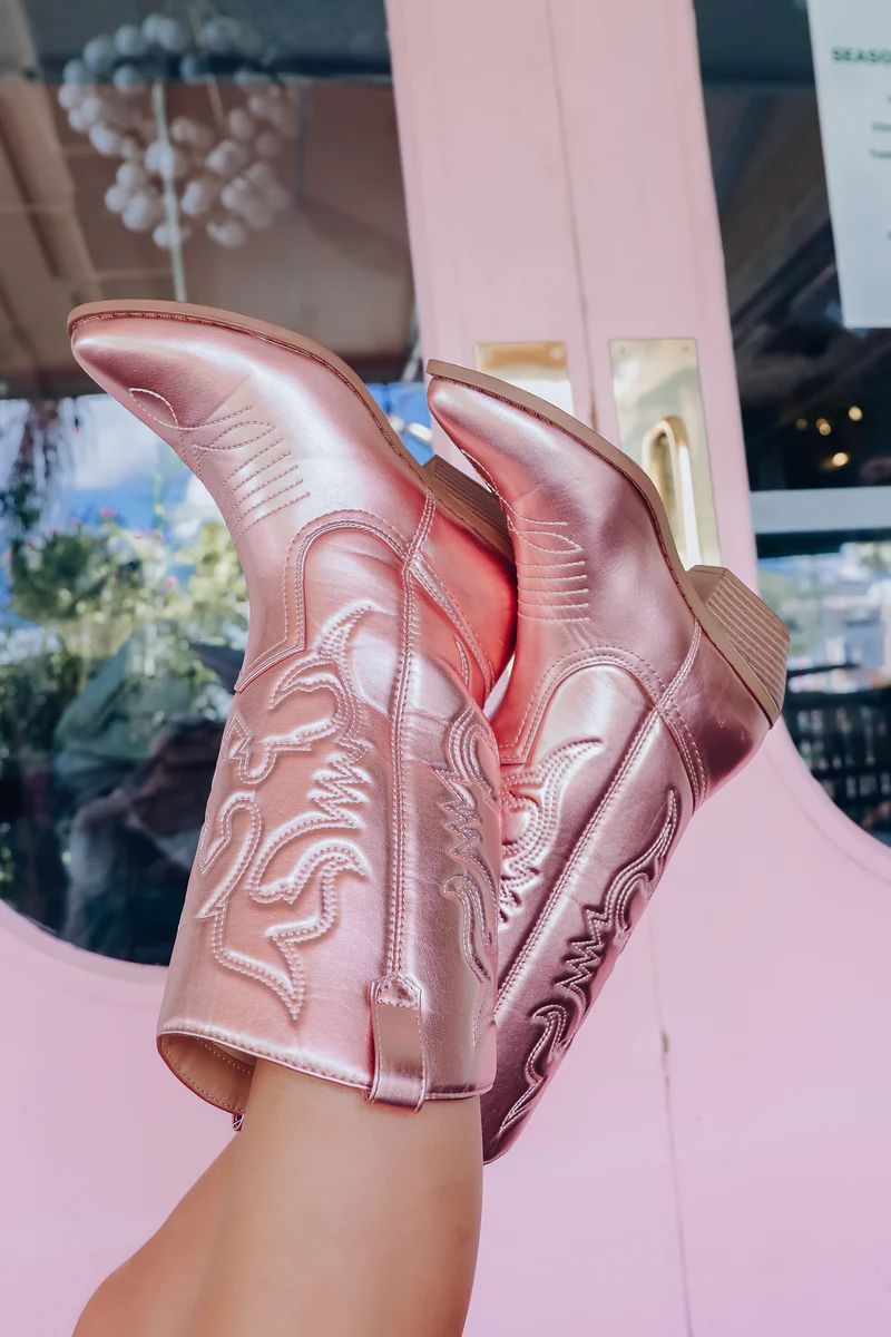Disco Cowgirl Metallic Boots - Pink | Whiskey Darling Boutique