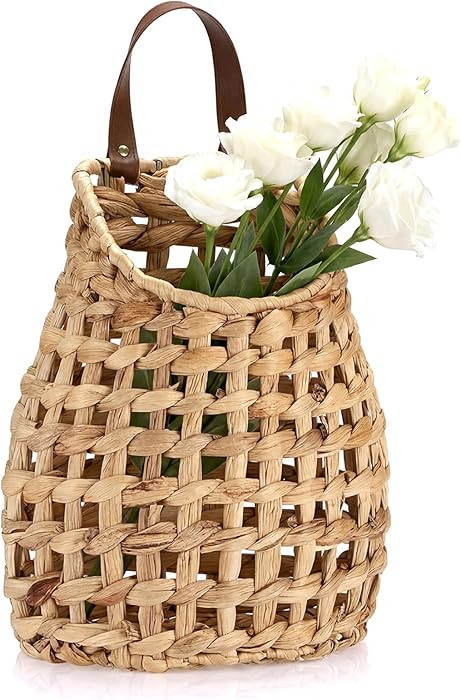 OwnMy Water Hyacinth Hanging Basket Indoor Outdoor Decorative Front Door Basket for Flowers/Plant... | Amazon (US)