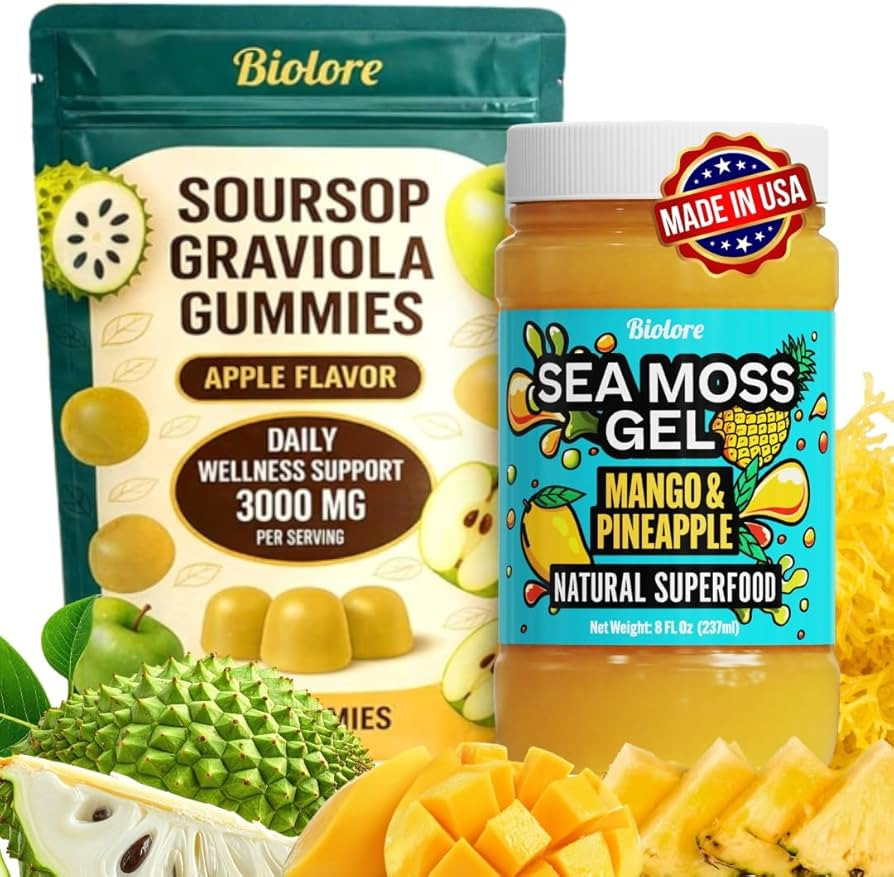 Biolore Sea Moss Gel + Soursop Gummies – Flavored Superfood with Natural Electrolytes – Mango... | Amazon (US)