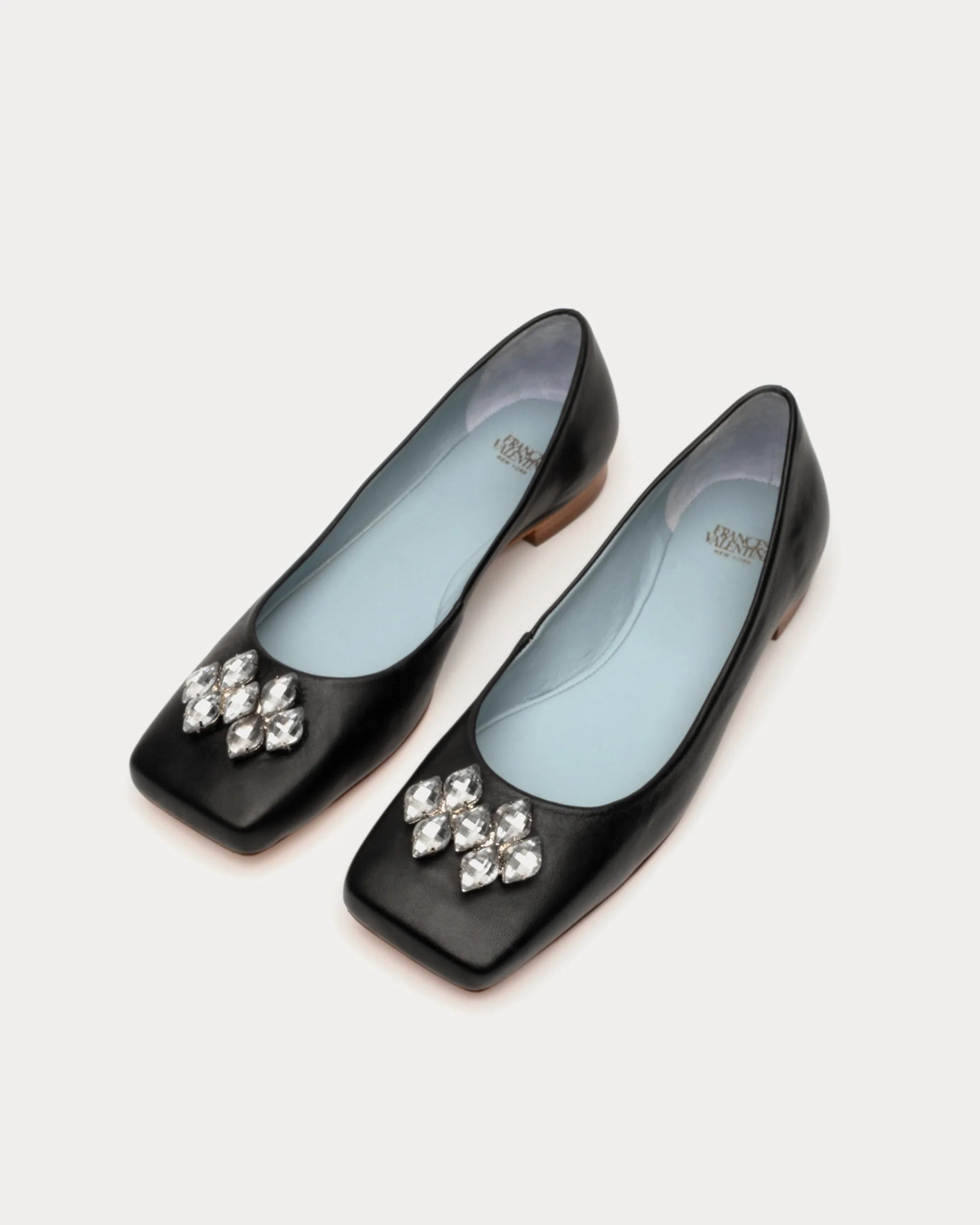 Square Toe Ballet Flat Black | Frances Valentine