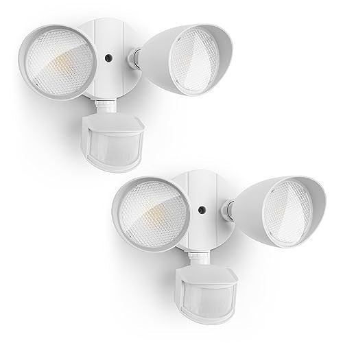 UME 2 Pack 32W 3500 Lumen LED Security Lights Motion Sensor Light Outdoor, 5000K Daylight, IP65 Waterproof, Dusk to Dawn, Motion Detector Flood Light for Garage, Yard, Porch-White | Amazon (US)