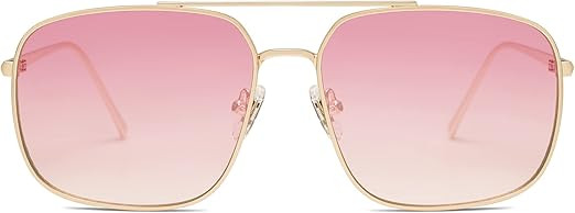 SOJOS Trendy Square Aviator Sunglasses for Women Men, Gold Frame Light Tint Gradient Shades SJ117... | Amazon (US)