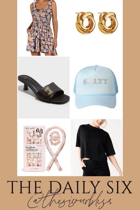 The daily six! Todays daily finds! 🖤

Floral smocked romper with pockets (I pre-ordered size small 🌸)
Small hoop earrings 
Black kitten heels 
Blue beach trucker hat 
Heat less overnight curlers 
Boxy cropped tee ( my new fav!!) I wear size small 

#LTKbeauty #LTKstyletip #LTKfindsunder50
