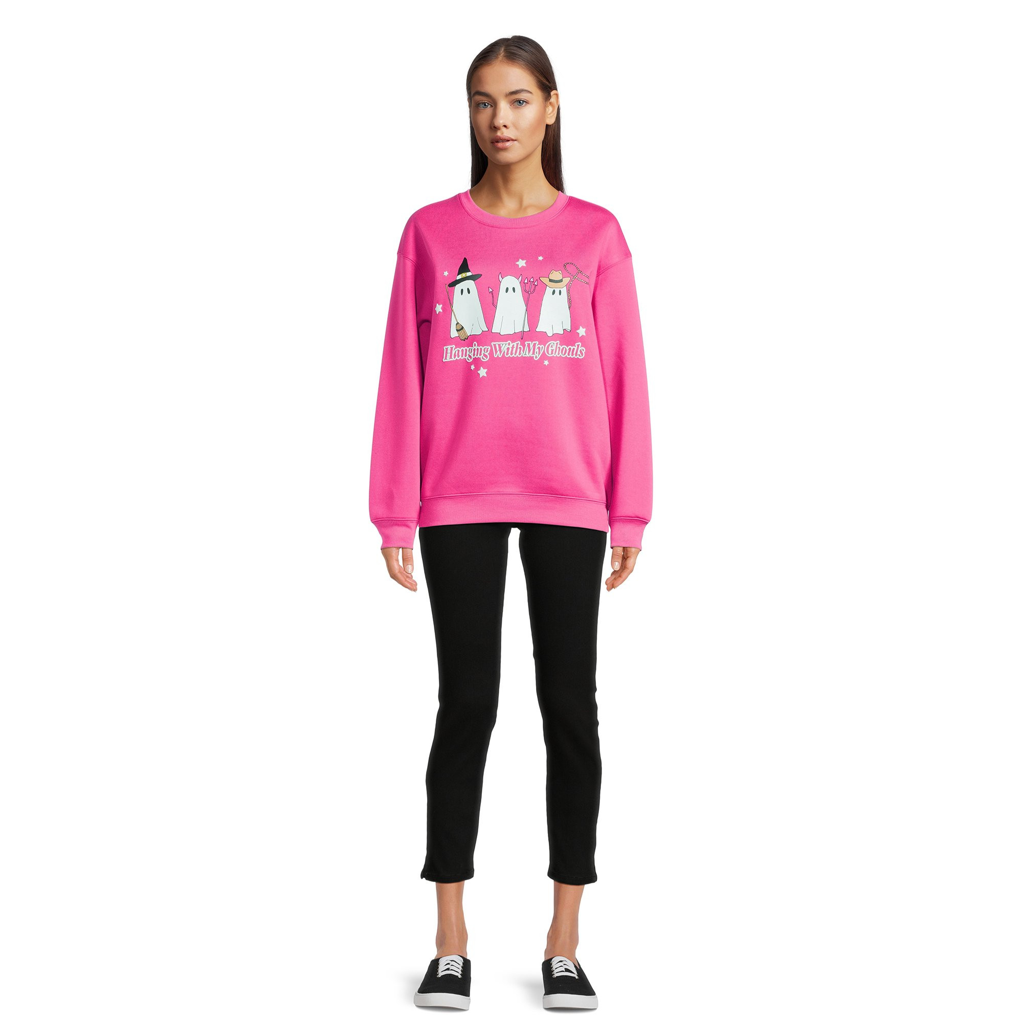 Juniors’ Glow in the Dark Graphic Sweatshirt, Sizes XS-XXXL | Walmart (US)