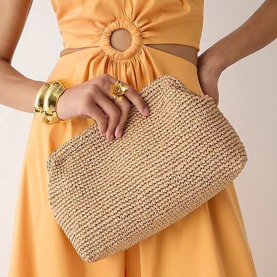 Portofino hand-knotted raffia clutch | J. Crew US