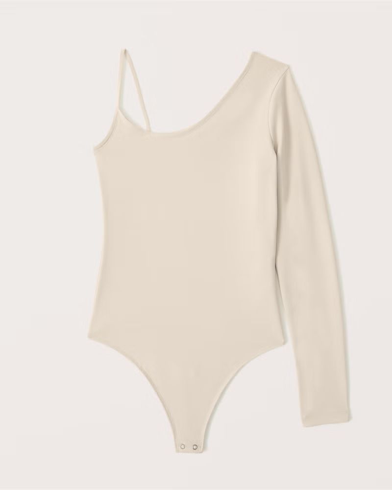 Long-Sleeve Seamless Fabric Asymmetrical Bodysuit | Abercrombie & Fitch (US)
