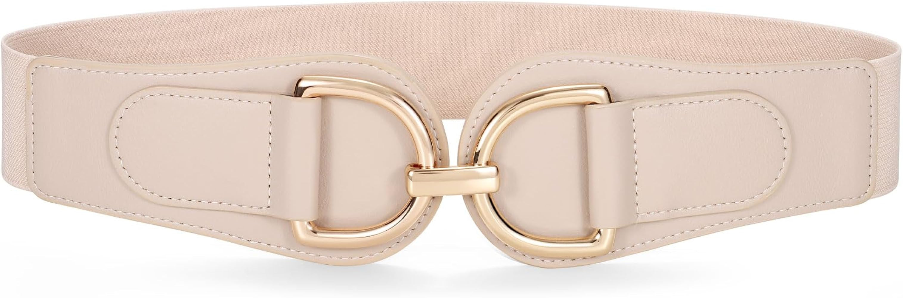 SANSTHS Vintage Women Stretchy Wide Belt Chunky Buckle Elastic Wide Waist Belts for Dresses Coats | Amazon (US)