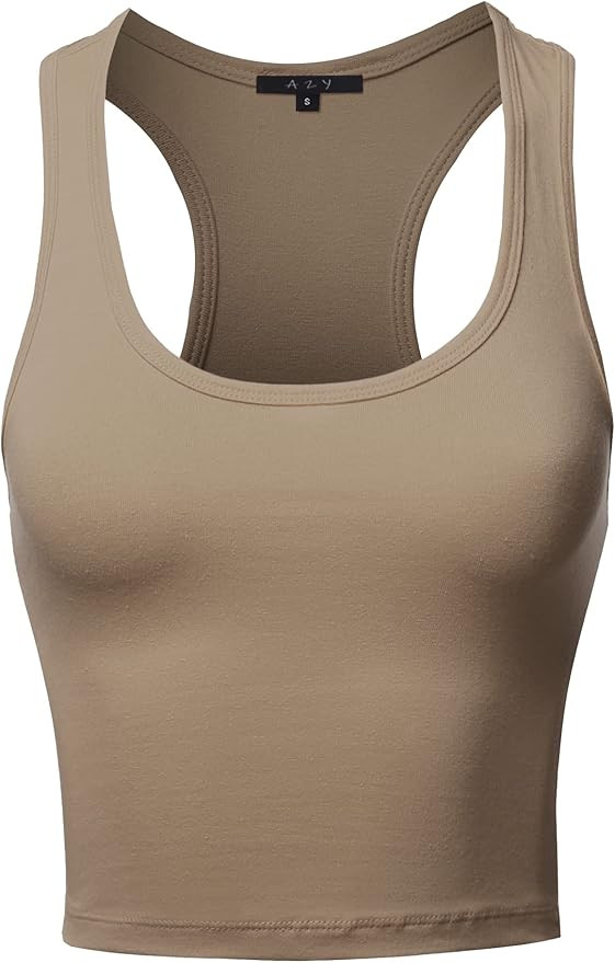 Women's Cotton Casual Scoop Neck Sleeveless Cropped Racerback Tank Tops | Amazon (US)