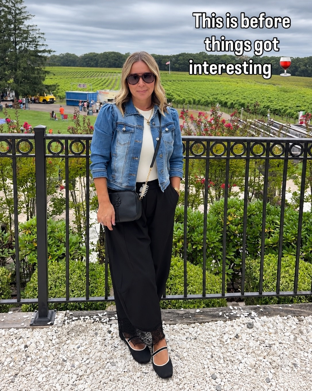 The pants were a little long so I rolled the waist, I am wearing a medium. The denim jacket is a large and does run a little small, but it’s my fave !

What started as a cute little winery day somehow ended with me barefoot in a barrel stomping grapes. 🍇🍷
Honestly, 10/10 would recommend.
Good wine, lots of laughs, friends, my girl by my side and apparently a new career as a grape stomping winemaker.
Just your average Saturday as a 51 year old with grown kids. ☺️

#motherdaughterbond #styleover50 #wineryday #grapestomping #falloutfitideas fall outfits women over 50

#LTKOver40 #LTKootd #LTKMidsize