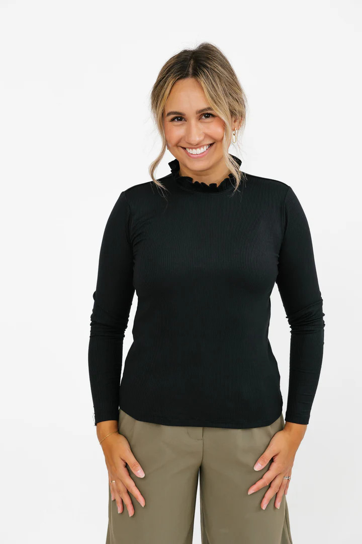 Claire Long Sleeve Tee in Midnight Black | SMASH+TESS CA