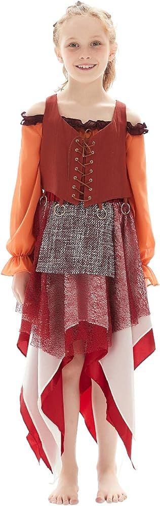 Auoctey Kids Girls Mary Sanderson Costume Cosplay Sarah Winifred Sanderson Halloween Witch Outfit... | Amazon (US)