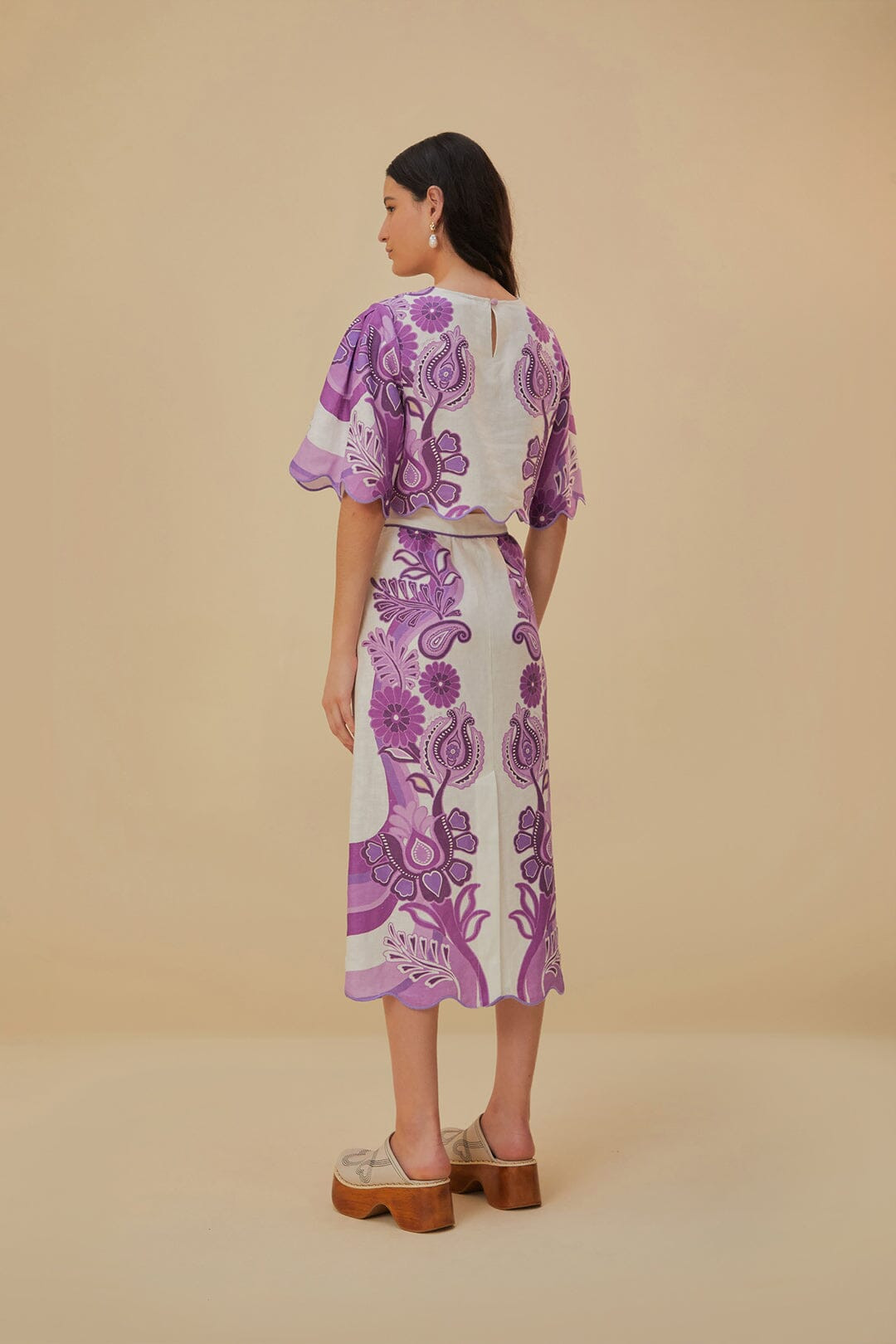 Color Festival Cream Euroflax™ Midi Skirt | FarmRio (US)