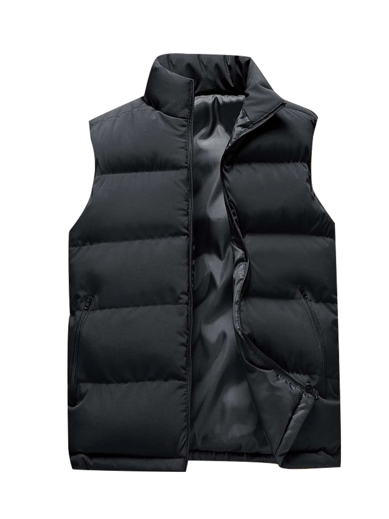 Men Stand Collar Solid Puffer Gilet | SHEIN