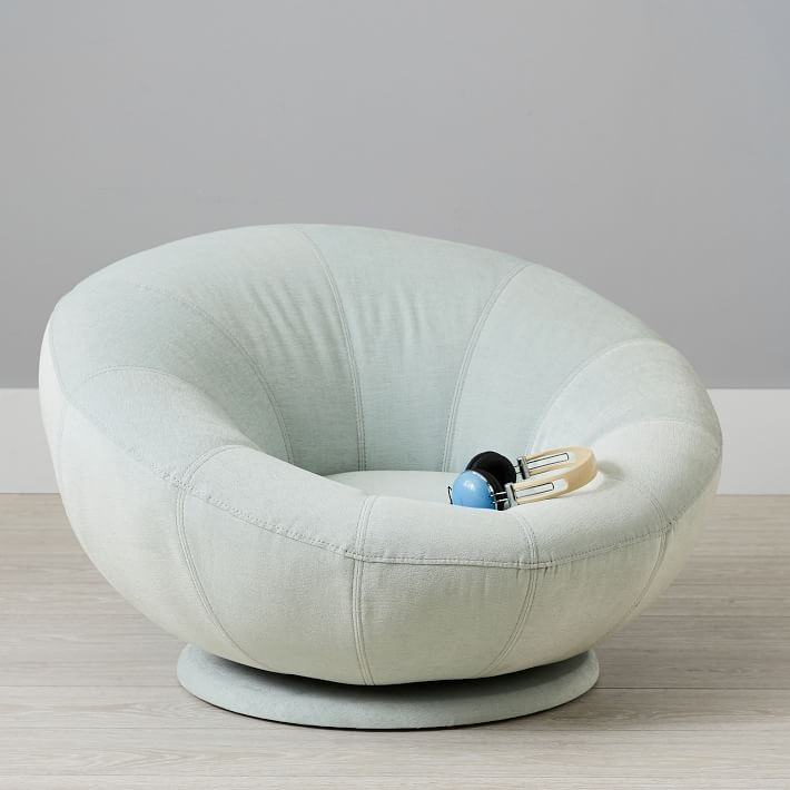 Chenille Washed Pool Groovy Swivel Chair | Pottery Barn Teen