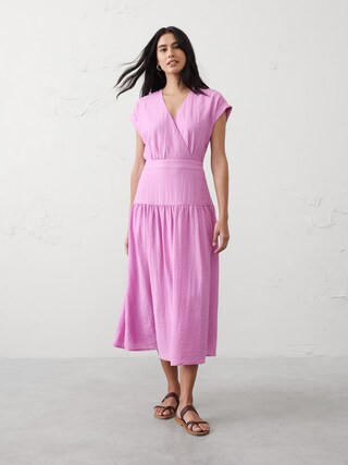 Gathered Tiered Midi Dress | Banana Republic Factory