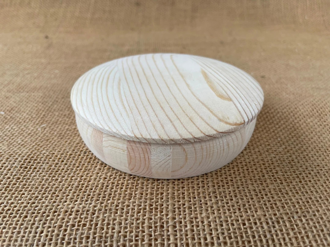 Unfinished Round Wood Box with Lid – DIY Craft Box for Jewelry, Trinkets, Keepsakes & Gifts | Etsy (Global)