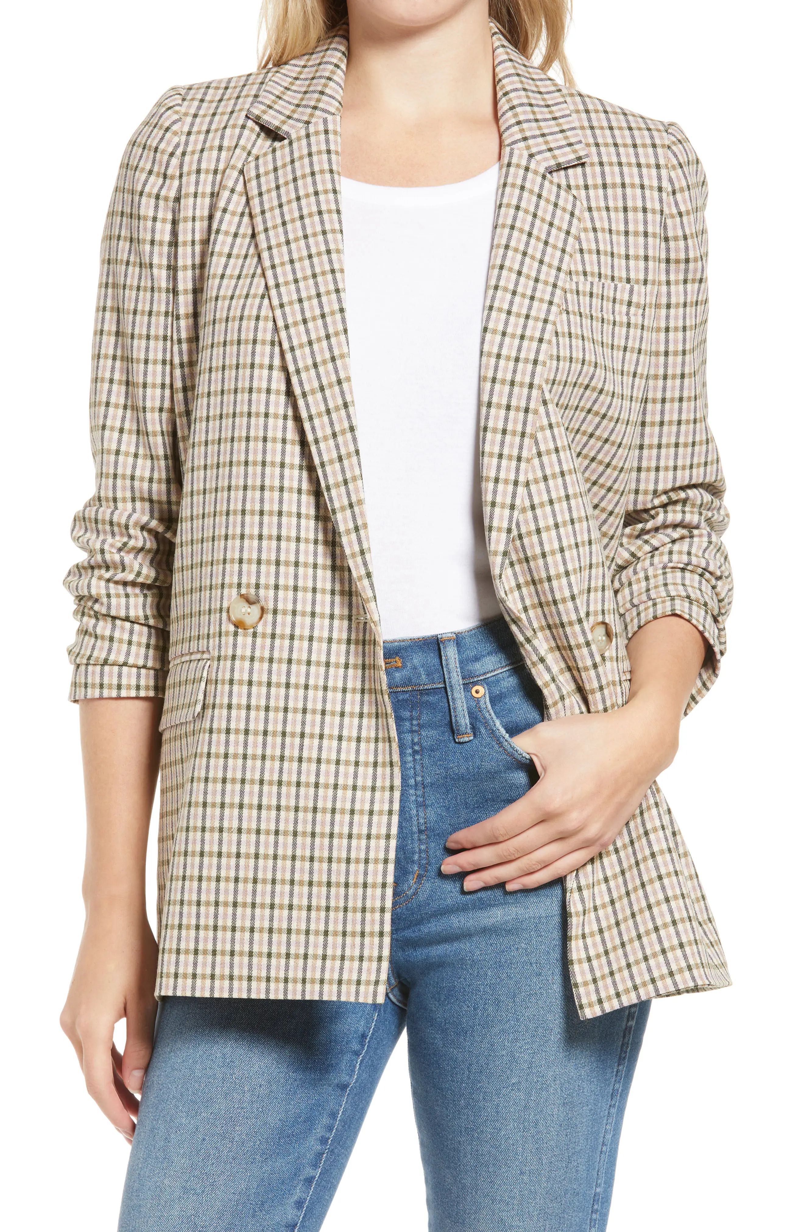 Madewell Albermarle Plaid Dorset Blazer in Vibrant Lilac at Nordstrom, Size X-Small | Nordstrom