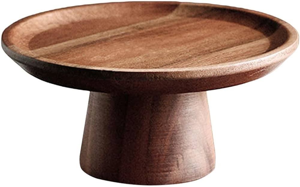 Rustic Acacia Wood Cake Stand with Base, 6.49 Inch Dessert Display Tray for Weddings, Parties, Ho... | Amazon (US)