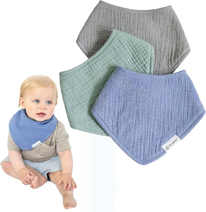 Waterproof Muslin Bandana Baby Bibs - 100% Organic Cotton Exterior - Ultra Absorbent 4 Layers for... | Amazon (US)